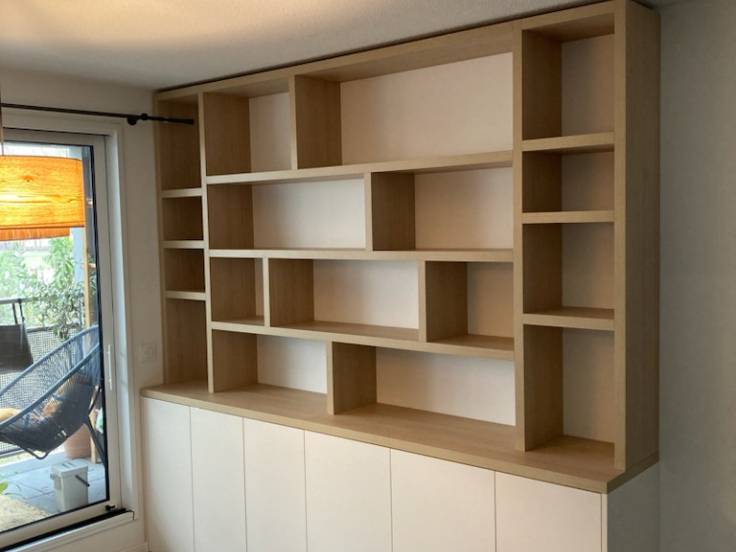 Bibliothèque partie basse en mélaminé blanc